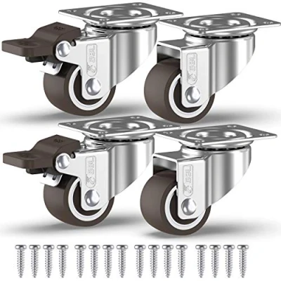Abbildung von GBL 4 Lenkrollen 25 mm / 50 mit Schrauben Schwerlastrollen Gummirollen für Möbel, Tisch, Wagen, braun