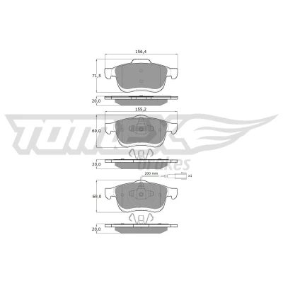 Abbildung von TOMEX brakes TX 16 63 Bremsbelagsatz Vorderachse inkl. Verschleißwarnkontakt FIAT: Doblo II Kasten / Kombi, I Cargo, Kombi