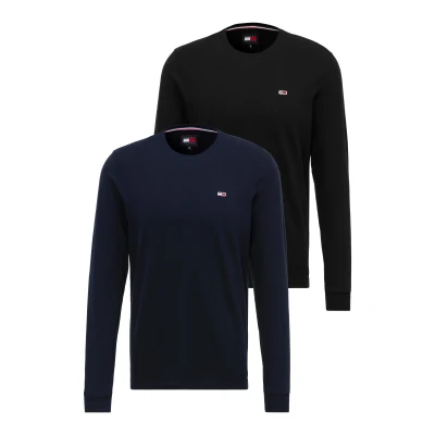 Abbildung von Tommy Jeans TEE 2 PACK Langarmshirt, Herren, Größe: 56, Black/dark night navy