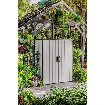 Abbildung von Keter Geräteschrank High Store Plus Gerätehaus, Duotec, Schuppen wetterfest, abschließbar, anstreichbar, 139,5 x 77,1x 170,4 cm