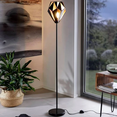Abbildung von Eglo 49994 Stehleuchte Vintage CARLTON 1 Stahl schwarz, kupfer E27 3X40W H:152,5cm Ø25,5cm mit Fußtrittschalter