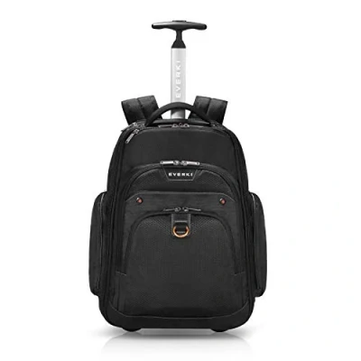 Abbildung von Everki Laptoprucksack Atlas EKP122 Notebook Rucksack (13 17,3 Zoll Laptopfach, 30 l), mit Rollen und Griff / Ergonomische Schultergurte Schwarz