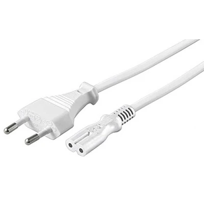 Abbildung von kab24® Euro Stromkabel Eurostecker (Typ C, CEE 7/16) auf Gerätebuchse C7 (3m, Weiss)