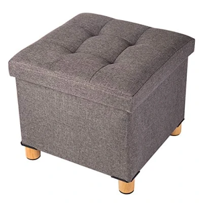 Abbildung von BRIAN &amp; DANY Sitztruhe Sitzhocker Fußhocker mit Stauraum und Deckel Holzfüßen, 38 x cm, Braun