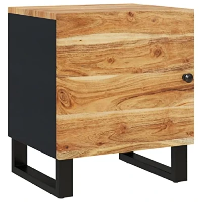 Abbildung von vidaXL Nachttisch mit Stauraum Industrie Stil Nachtschrank Nachtkonsole Nachtkommode Schlafzimmer Schrank Kommode 40x33x46cm Massivholz Akazie