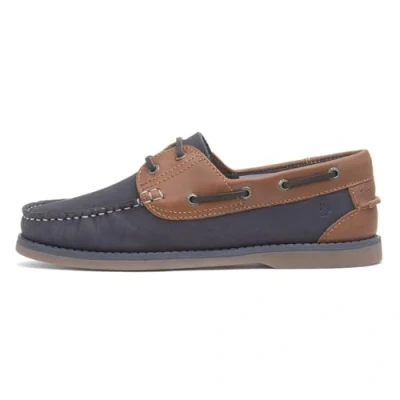 Abbildung von Hush Puppies Wilson Leder Herren Bootsschuhe Navy/Tan