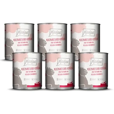 Abbildung von MjAMjAM Premium Nassfutter für Katzen kulinarischer Hirsch und Truthahn an frischen Cranberries, 6er Pack (6 x 800 g), getreidefrei mit extra viel Fleisch