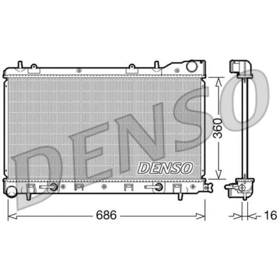 Abbildung von DENSO DRM36001 Kühler, Motorkühlung Aluminium 360mm 686mm 16mm SUBARU: Forester II (SG) 2.0 AWD, S Turbo 2.5 X AWD 2002 2008