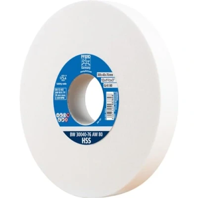 Abbildung von PFERD Schleifbockscheibe HSS, 300x40x76mm, A80, 39009706 Mittelharte Schleifscheibe zum Schärfen von HSS Bohrern