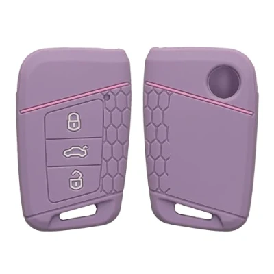Abbildung von kwmobile Autoschlüssel Schutzhülle kompatibel mit VW 3 Tasten (nur Keyless Go) Hülle Schlüsselhülle aus Silikon in Pastelllila Rosa