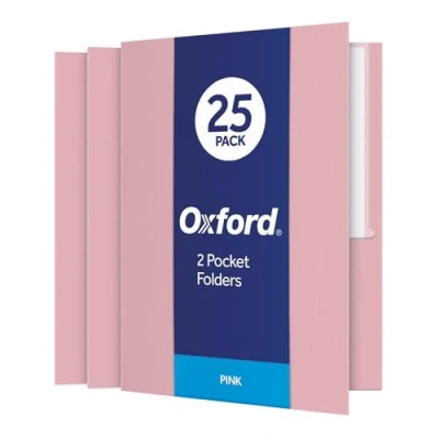 Abbildung von Oxford Doppeltaschenmappe, Briefgröße, 25 Stück pro Box Rosa 1 Packung rose
