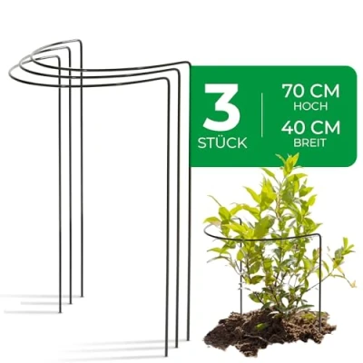 Abbildung von Novatool 3 Strauchstütze Metall halbrund 40 cm Ø70 hoch grün Staudenhalter Blumenhalter Rankengewächs Pflanzenstütze Blumenstütze Staudenstütze Rankhilfe Strauchhalter Rosenstütze