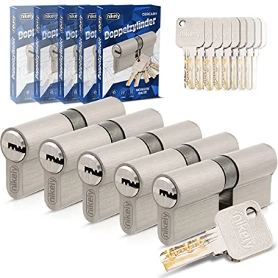 Abbildung von GERCAR Pro Gleichschließend 5x Schließzylinder 30/40 Set 5 Profilzylinder inkl. 25 Schlüssel 70 mm Türschloss Zylinderschloss 5er Zylinder Länge: 70mm, A:30 B:40 Schließsystem