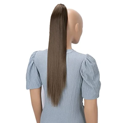 Abbildung von CAISHA 60cm Glatt Pferdeschwanz Mit Butterflyklammer Haarteil Zopf Hitzebeständig Haarverlängerung Hellbraun H608