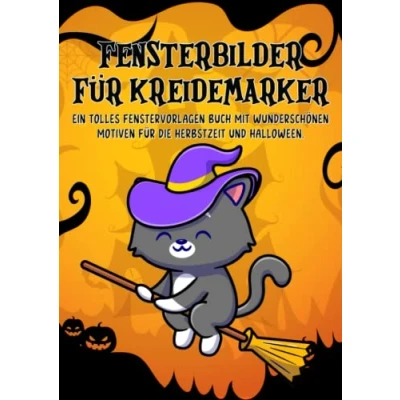 Abbildung von Fensterbilder für Kreidemarker Halloween und Herbst: Fenstervorlagen Kinder Erwachsene XL Kreative Fensterdeko zum Nachmalen mit dem abwischbaren Kreidestift.