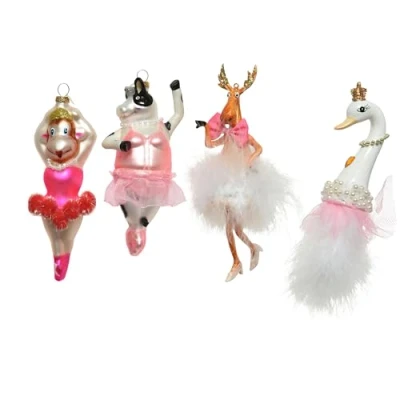 Abbildung von Christbaumschmuck Glas 18,6cm Tier Ballerina Figur zum Aufhängen 1 Stück sortiert mundgeblasen Weihnachtsbaum Anhänger für Weihnachten Christbaumanhänger &amp; Weihnachtsbaumschmuck Rosa