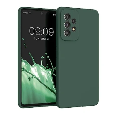Abbildung von kwmobile Hülle kompatibel mit Samsung Galaxy A53 5G Silikon Handy Case Handyhülle weiche Oberfläche kabelloses Laden Tannengrün