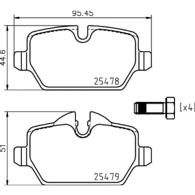 Abbildung von HELLA 8DB 355 020 111 Bremsbelagsatz für Verschleißwarnanzeiger vorbereitet mit Bremssattelschrauben Zubehör MINI: Countryman, Paceman