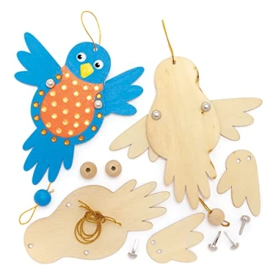 Abbildung von Baker Ross FE897 Vogel Handpuppen aus Holz 3er Pack, Bastel deine eigenen Holzpuppen, Holzbastelset für Kinder zum Zusammenbauen und Dekorieren