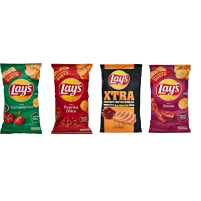 Abbildung von Testpaket Italian Lay&#039;s chips Patatine Kartoffelchips gesalzen 12x 133g Kartoffel + Gourmet Polpa 400g