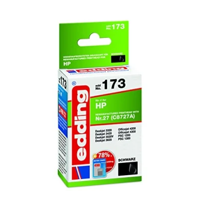 Abbildung von edding Druckerpatrone EDD 173 Einzelpatrone Schwarz 21 ml Reichweite 690 Seiten Ersetzt HP 27 (C8727A)