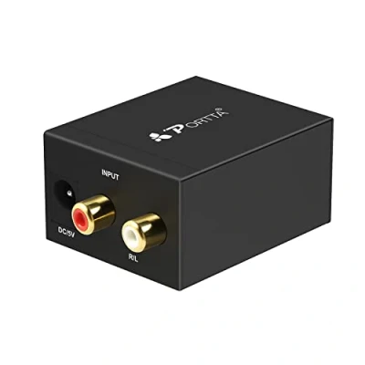 Abbildung von Portta Analog zu Digital Audio Konverter auf Wandler RCA R/L Toslink/SPDIF Koaxial Cinch Ausgang Audiowandler für DVD Player Lautsprecher