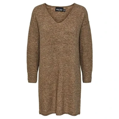 Abbildung von Pieces Juliana LS V NECK NOOS BC Strickkleid, Damen, Größe: Medium, Fossil