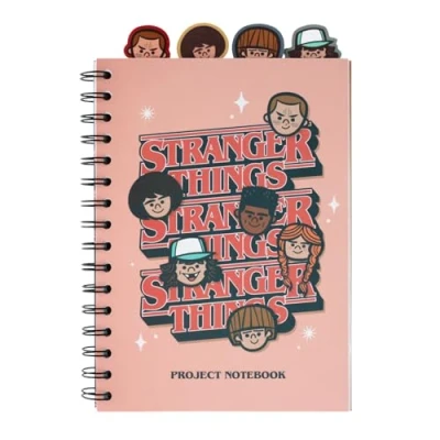 Abbildung von Grupo Erik A5 Projekt Notizbuch mit 4 Trennwänden, Trennblättern, Projektplaner, Notizblock A5, Stranger Things Merchandise, Geschenke