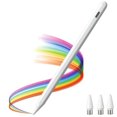 Abbildung von Stylus Pen für Touchscreens Android,Stylus Pencil, Tablet Kompatibel mit Samsung Huawei Pad/iPhone Lenovo, Kapazitiver Stift 3 Ersatzspitzen, Weiß