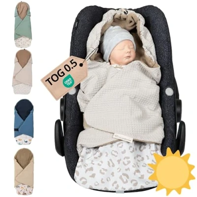 Abbildung von ULLENBOOM Einschlagdecke Babyschale Sommer, Aus 100% OEKO TEX Materialien Leo (Made in EU) Decke für &amp; Kinderwagen, gängige Kindersitze, ideal 0 bis 9 Monate