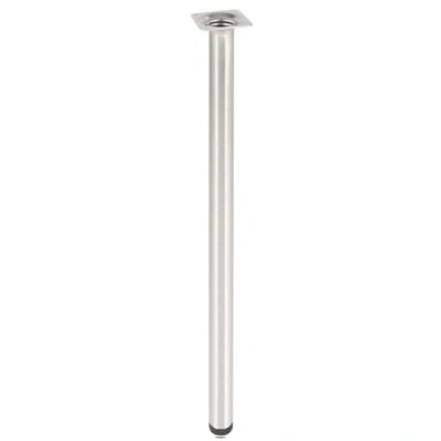Abbildung von WAGNER Möbelbein/Tischbein/Möbelfuß Classic Retro Ø 30 x 600 mm, integrierte Anschraubplatte 60 Innengewinde 10 Stahl in gebürtsteter Edelstahl Optik 12116001