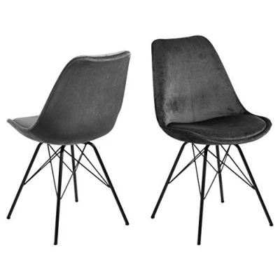 Abbildung von AC Design Furniture Emanuel Esszimmerstühle 2er Set, B: 48,5 x H: 85,5 T: 54 cm, Dunkelgrau/Schwarz, Samt/Metall, 2 Stk