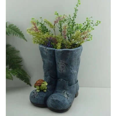 Abbildung von Dekotasche Jeansdeko Pfanzgefäß Pflanztopf Tasche Gefäß Dekoration Outdoor