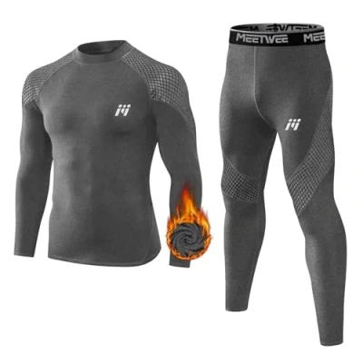Abbildung von MEETWEE Thermounterwäsche Herren, Winter Funktionsunterwäsche Atmungsaktiv Thermo Unterwäsche Set Lang Thermohemd &amp; Thermohose Kompressionsanzug für Männer Skifahren Laufen Sport