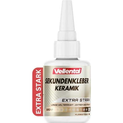 Abbildung von Sekundenkleber Gel für Keramik &amp; Porzellan extra stark 30g Porzellankleber spülmaschinenfest, hitzebeständig mit Nadel Verschluss gegen Austrocknung Reparatur Kleber Keramik, Ton