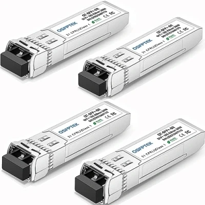 Abbildung von QSFPTEK 4Pack 10GBASE SR SFP+ Modul 10G 850nm 300M DDM LC Port Multimode Transceiver Kompatibel für Cisco SFP SR, Ubiquiti UF MM 10G, Netgear, Mikrotik, D Link, Supermicro, Linksys