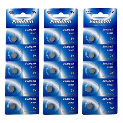 Abbildung von Eunicell 15 x CR927 3V Lithium Knopfzelle 30 mAh (3 Blistercards a 5 Batterien) EINWEG Markenware FBA