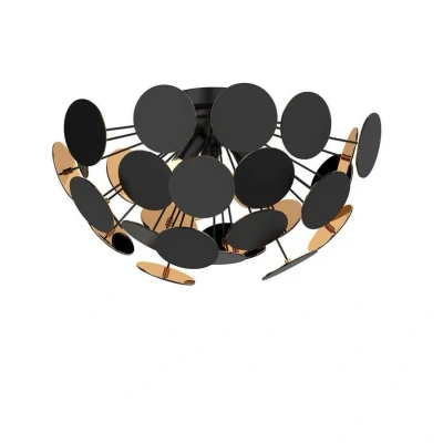 Abbildung von Lindby Deckenlampe Kinan, Ø 54 cm, schwarz, gold, E14
