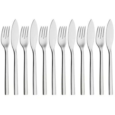 Abbildung von WMF Fischbesteck Nuova (12 tlg), 6 Personen, Cromargan® Edelstahl rostfrei 18/10,