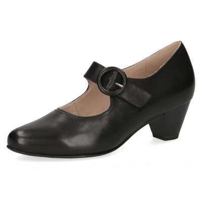 Abbildung von Caprice Damen Pumps aus Leder mit Riemen, Schwarz (Black Nappa), 42 EU