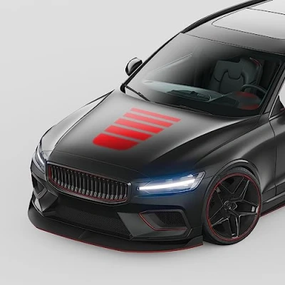 Abbildung von Finest Folia Rennstreifen Auto Aufkleber für Motorhaube Motorrad Bus Sticker Kfz Zubehör Tuning Dekor Design Folie Racing Streifen Dach KX077 (03 Karminrot)
