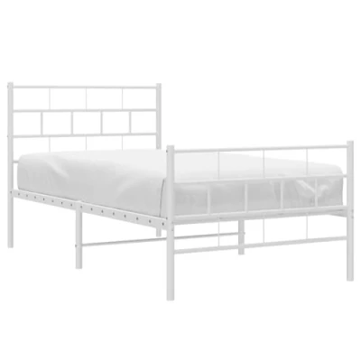 Abbildung von vidaXL Bett Bettgestell mit Kopf und Fußteil Metall Weiß 80x200 cm