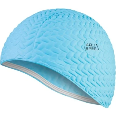 Abbildung von Aqua Speed Schwimmhaube Damen Mädchen Latex Badekappe Schwimmkappe Lange Haare Bademütze Badehaube Schwimmmütze wasserdicht Womens Swimming Cap Türkis Bombastic Tic Tac
