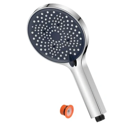Abbildung von Duschkopf wassersparend, YEAUPE Regendusche mit 6 Strahlarten, Groß (130mm Durchmesser) Handbrause Hochdruck Duschbrause für Baden und Spa, Chrom