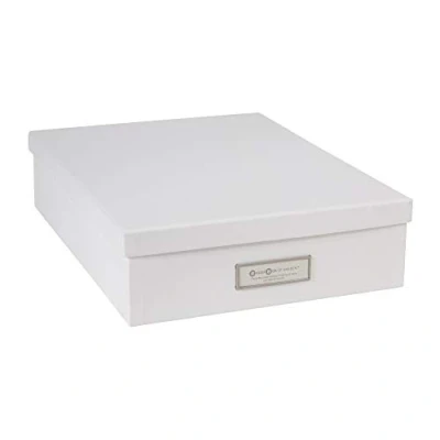 Abbildung von Bigso Box of Sweden OSKAR Dokumentenbox für A4 Papier, Broschüren usw. Schreibtischablage mit Deckel und Griff Aufbewahrungsbox aus Faserplatte Papier weiß