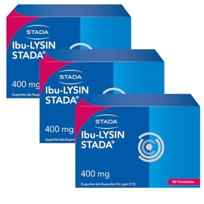 Abbildung von Ibu LYSIN STADA 400 mg Filmtabletten, schnelle Hilfe bei Schmerzen und Fieber 3 x 50 Stück