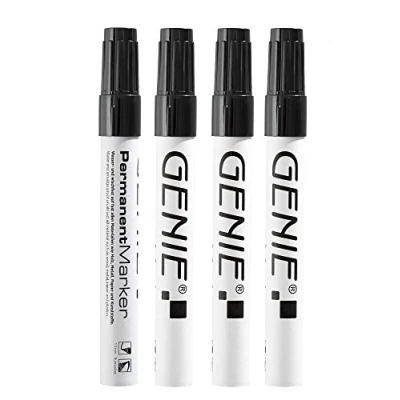 Abbildung von Genie 40030 Permanent Marker; schwarz; 4 er Pack mit 1 3 mm Rundspitze und Metallschaft