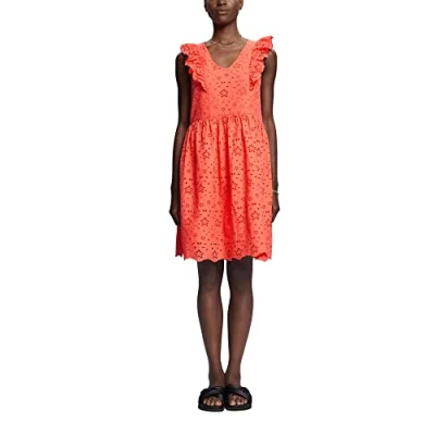 Abbildung von edc by Esprit Anglaise D Freizeitkleid, Damen, Größe: XS, Coral orange