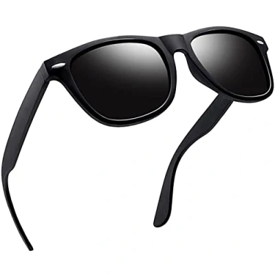 Abbildung von Joopin Polarisierte Sonnenbrille Herren Schwarz Rechteckige Retro Damen Sport und Klassische Black Sunglasses UV400 Unisex für Fahren (Voll Schwarz)
