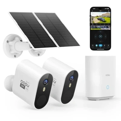 Abbildung von AOSU 2K Überwachungskamera Aussen Solar, Solar mit 32G Lokale Aufzeichnung, ohne ABO, Kabellos Outdoor Kameras Bewegungsmelder, Farb Nachtsicht, IP67, 2.4G/5Ghz WiFi, 7Pro